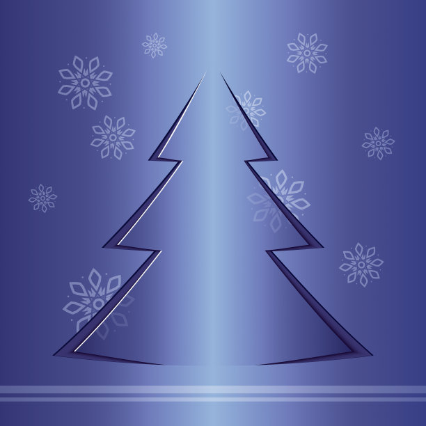 用纸剪的圣诞卡片，圣诞树上有镂空的雪花图片下载