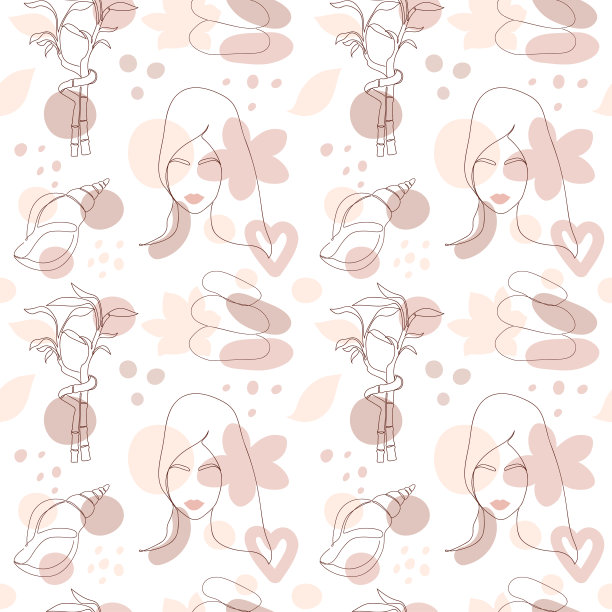 无缝图案spa背景。现代线条艺术风格矢量插图。图片下载