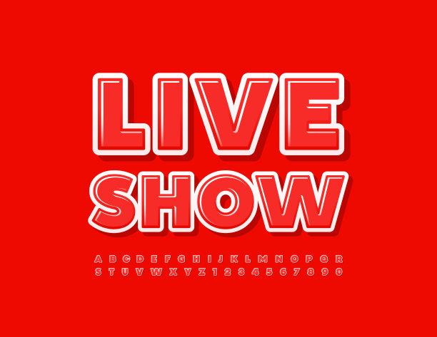 向量明亮海报现场表演。现代字母表字母和数字集图片下载