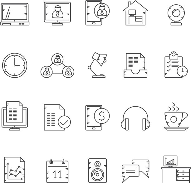 线，业务和家庭办公室图标图片下载