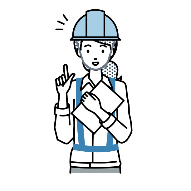 一名在建筑工地工作的妇女站在那里用手指指点着想法图片下载