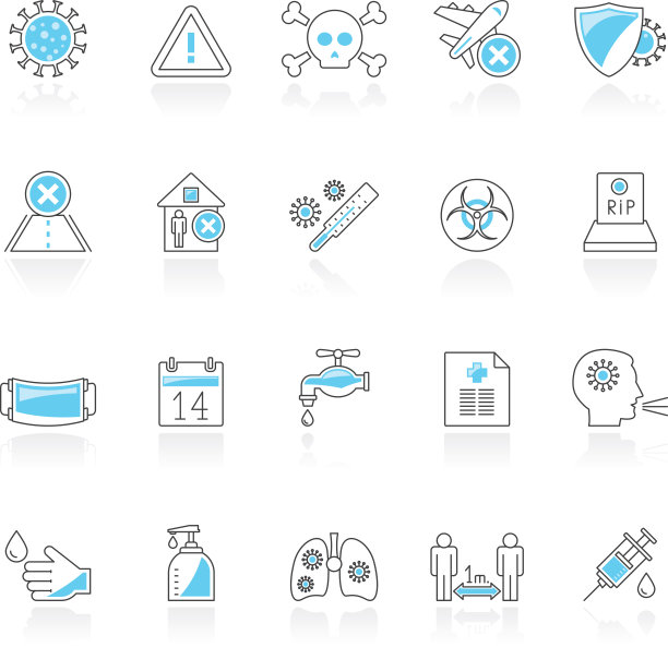 冠状病毒大流行图标行图片下载