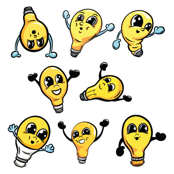 卡通灯泡或灯泡吉祥物卡通人物图片下载