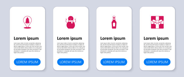 设置礼品盒，香槟瓶，圣诞雪人和树。业务信息模板。向量图片下载