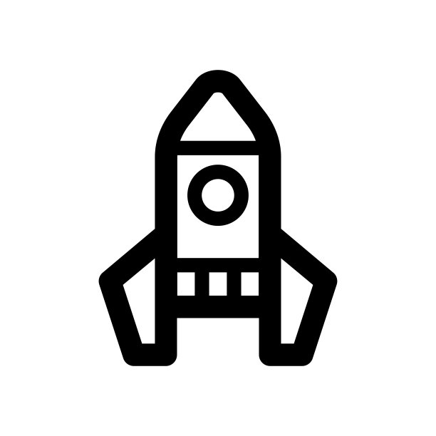 火箭图标。宇宙飞船。黑色轮廓线轮廓。垂直的侧面。矢量简单平面图形说明。白色背景上的孤立对象。隔离。图片下载