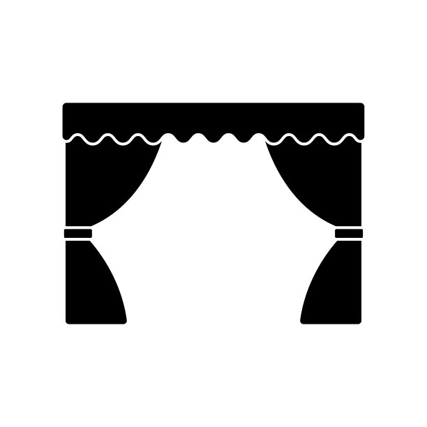 窗帘图标。黑色的轮廓。前视图。矢量简单平面图形说明。白色背景上的孤立对象。隔离。图片下载