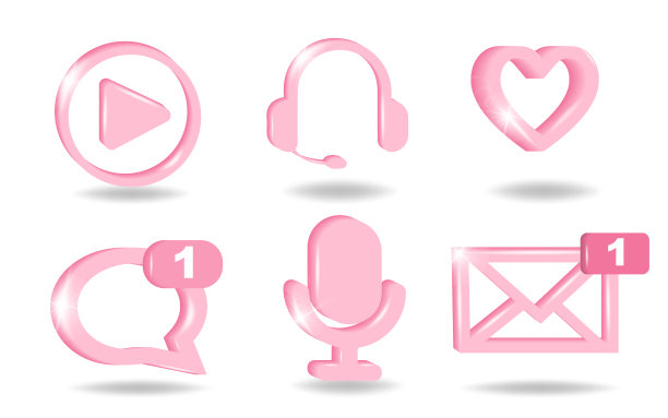 图标集的社交媒体聊天交流在太平洋粉红色图片下载