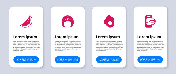 设置移动点餐，炒鸡蛋，鱼排，西瓜。业务信息模板。向量图片下载