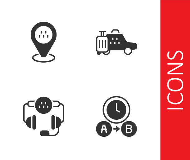 设置出租车等待时间，出租车位置，呼叫电话服务和图标。向量图片下载