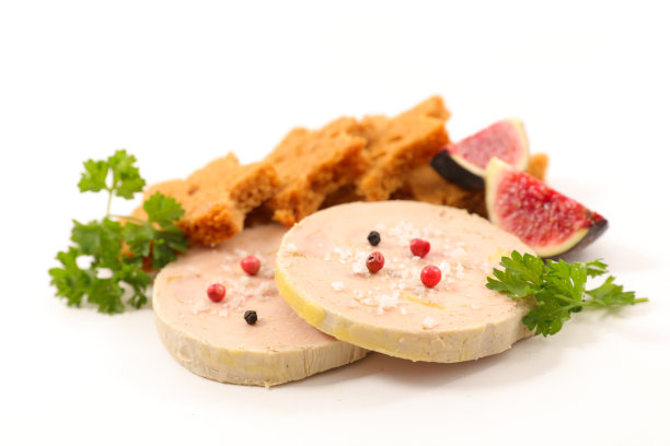 鹅肝与新鲜无花果孤立在白色背景图片下载