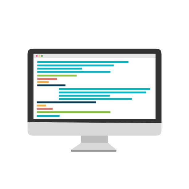 蓝色背景上的电脑屏幕代码图片下载