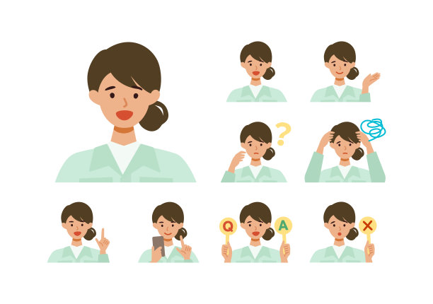 穿着工厂工人制服的妇女。工厂女工卡通人物头集。人们面对的是个人资料、头像和图标。微笑的女人的特写照片。图片下载