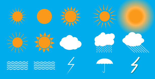 象征太阳，云，雷雨，雨伞图片下载