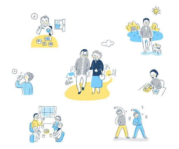 中年和老年生活方式的各种场景设置图片下载