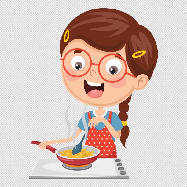 女孩厨房炒菜图片下载
