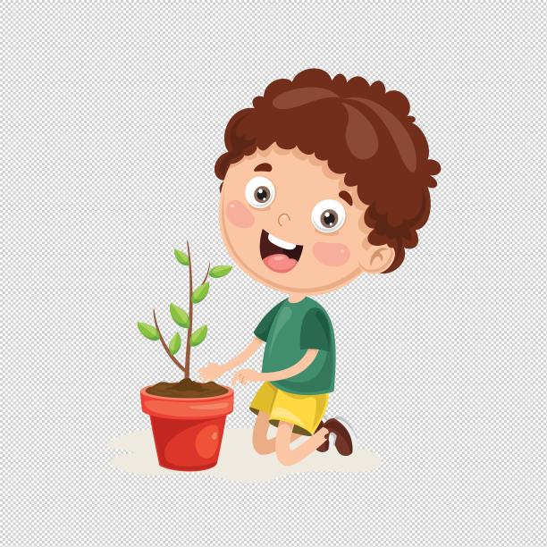 男孩种植物图片下载