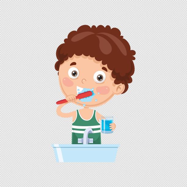男孩起床刷牙图片下载