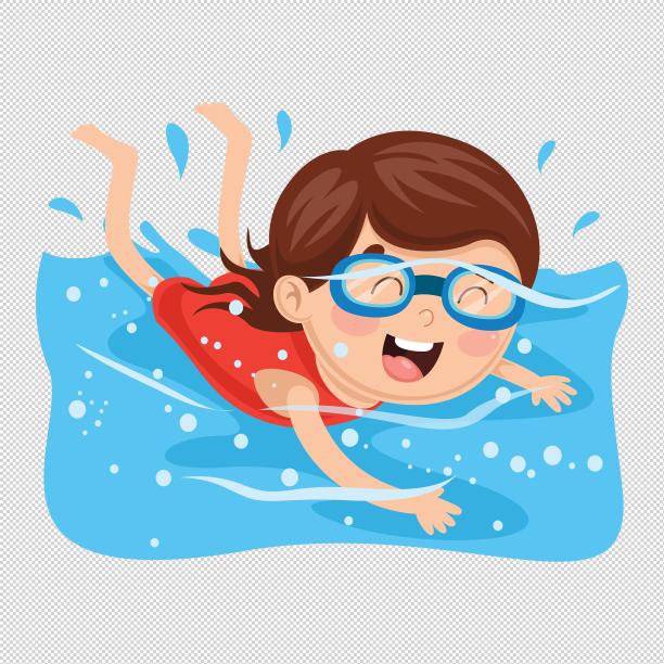 女孩泳池开心游泳图片下载