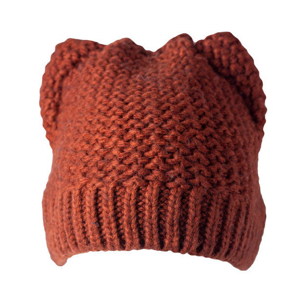 女人的帽子编织孤立在白色的背景。温暖的冬季配件图片下载