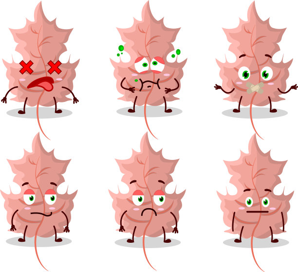 橡木粉色叶子卡通人物没有图片下载