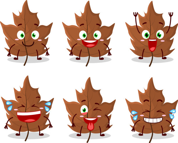 卡通人物的枫叶干与微笑图片下载