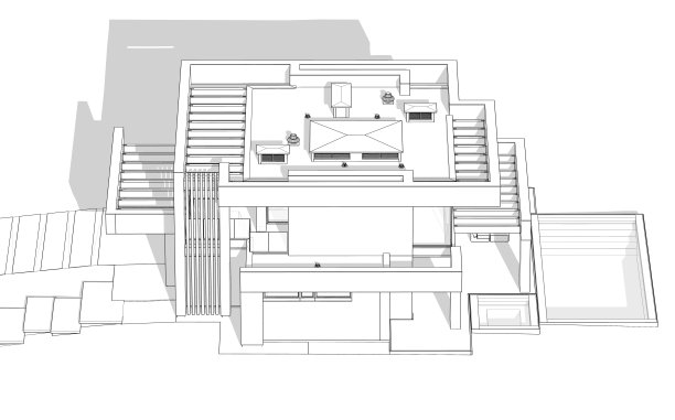 3d渲染的现代房子在豪华风格的黑色线条在白色的背景图片下载
