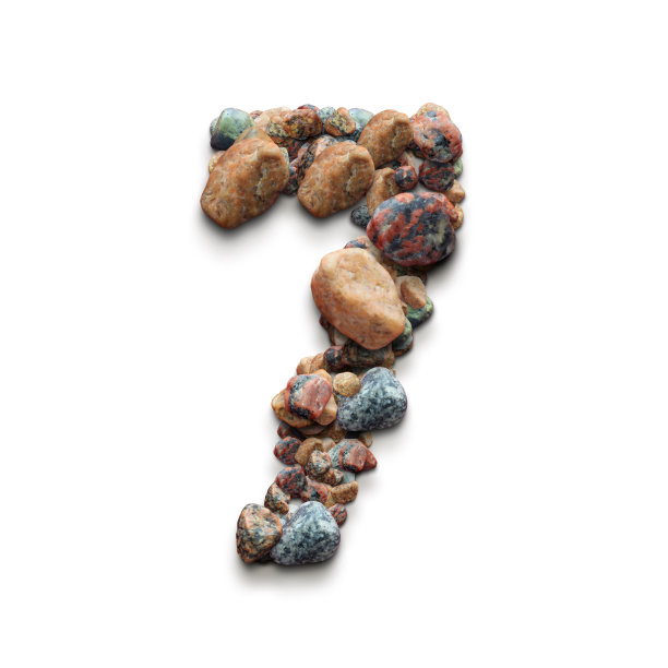 3d字母表，一组数字制作的石头在白色的背景上，7,3d插图图片下载