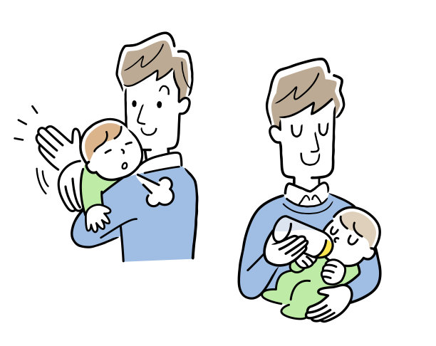 为人父母，为人父母:父亲在给婴儿喂奶后打嗝图片下载
