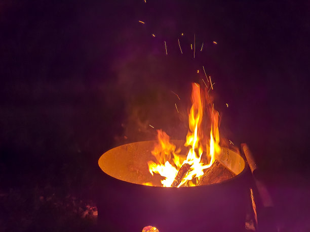 咆哮的篝火在漆黑的夜晚回响图片下载