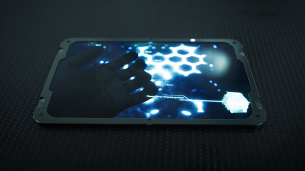 未来平板电脑传输跟踪数据，未来平板电脑和Fui跟踪屏幕，媒体和娱乐技术，新发明和新设备-设备，3d渲染图片下载