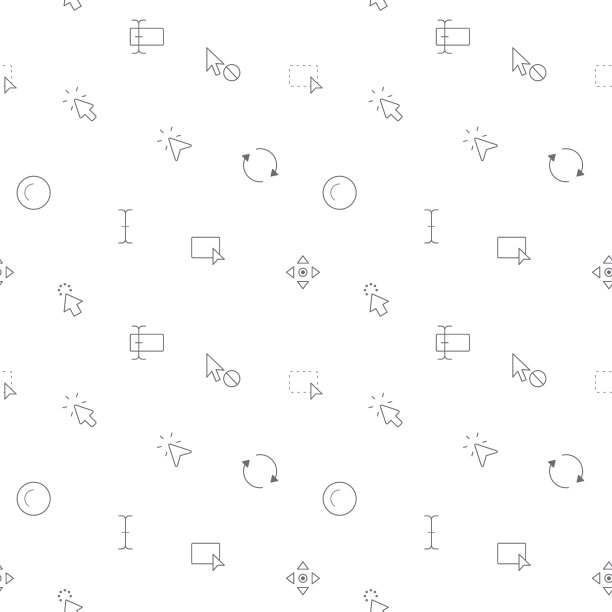 在白色背景上无缝使用游标和选择图标。图片下载
