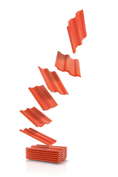 屋顶瓦。红色的。上升。在白色背景上。建筑材料。矢量图图片下载