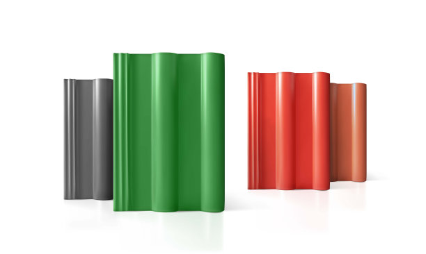 屋顶的瓦片是彩色柱。建筑材料。在白色背景上。矢量图图片下载