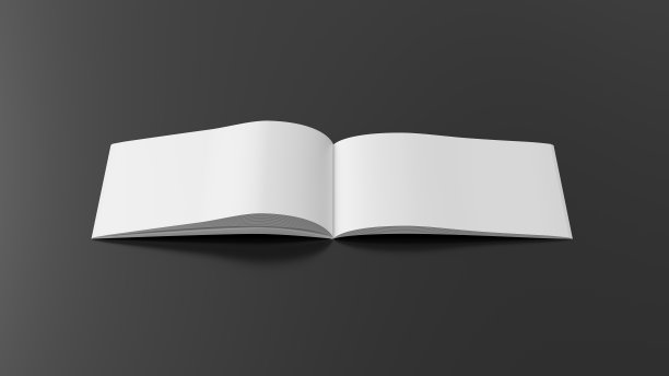 水平小册子或小册子模拟在黑色的背景。图片下载