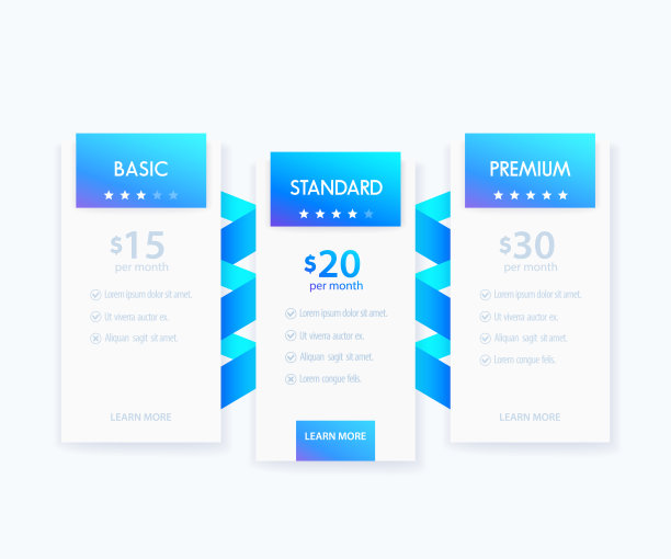 横幅关税，定价表和计划，矢量模板图片下载