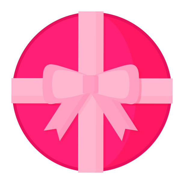 带蝴蝶结的粉色圆形巧克力盒图片下载