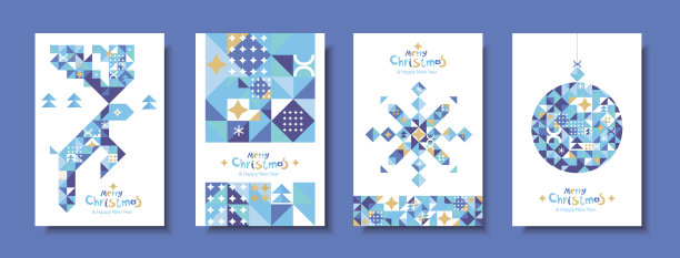 三角形设计的圣诞卡图片下载