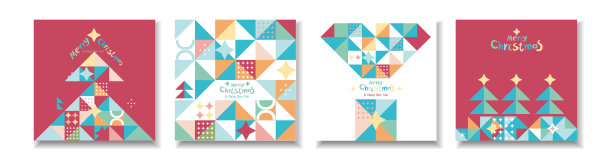 三角形设计的圣诞卡图片下载
