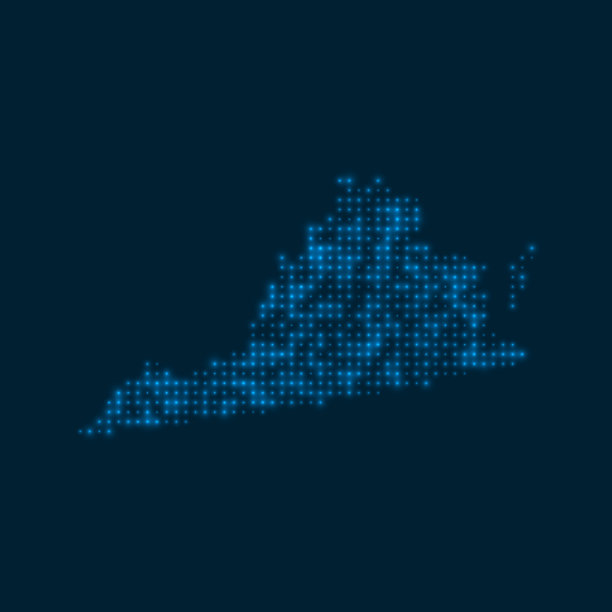 弗吉尼亚星罗棋布的发光地图。图片下载