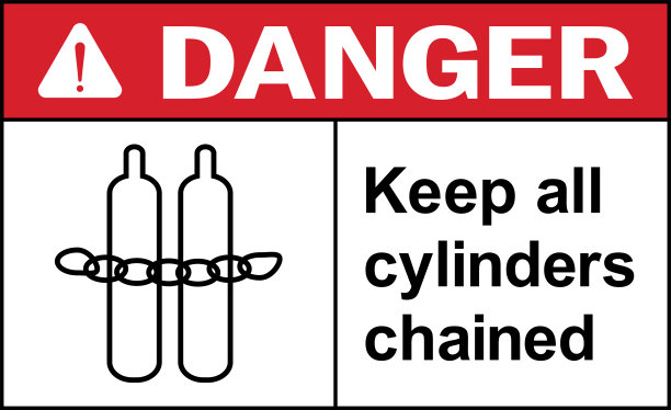 将所有钢瓶系上危险标志。图片下载