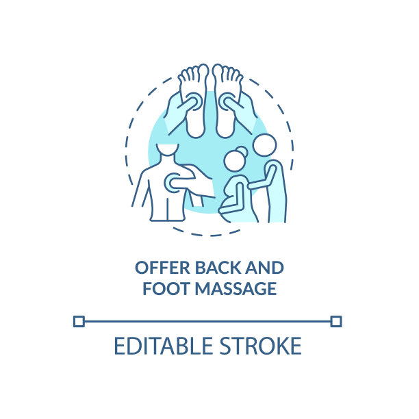 提供背部和足部按摩蓝色概念图标图片下载