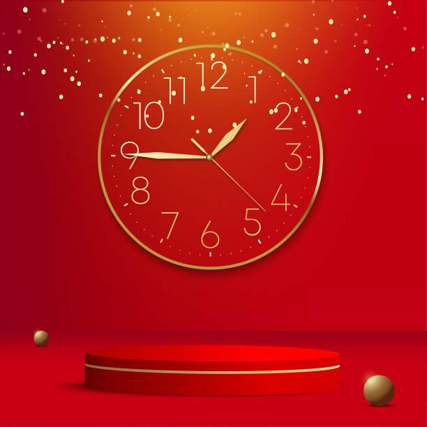 抽象的背景与红色几何三维讲台的新年。矢量图图片下载