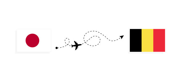 航班和旅行从日本到比利时的客运飞机旅行概念图片下载