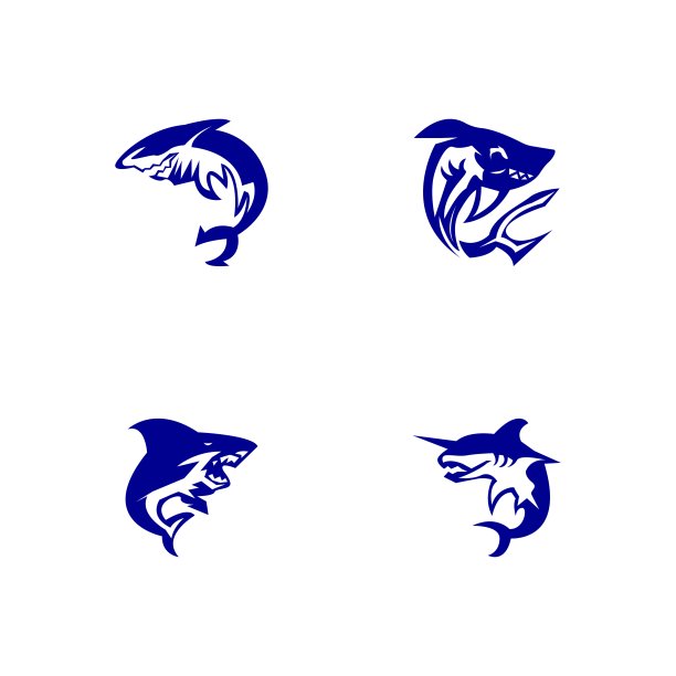 鲨鱼图标和符号矢量插图图片下载