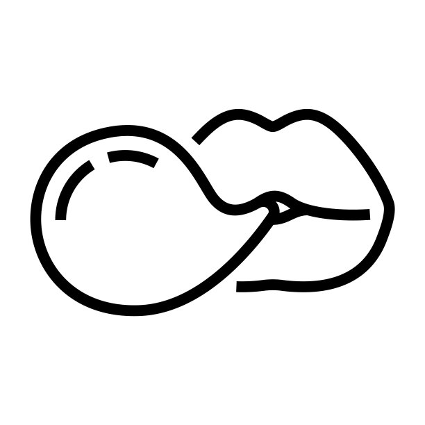 女性吹着泡泡糖的嘴唇，用一条线画出来图片下载