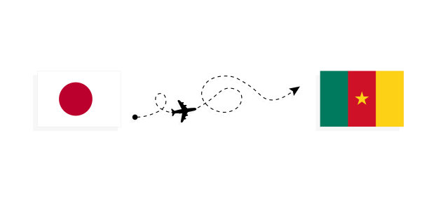 航班和旅行从日本到喀麦隆乘客机旅行的概念图片下载