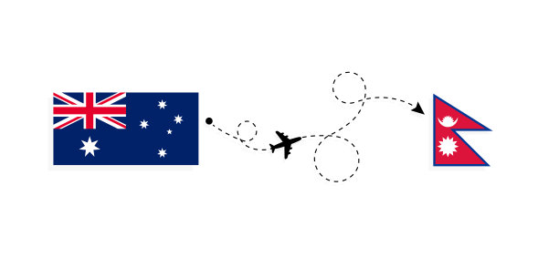 航班和旅行从澳大利亚到尼泊尔的客运飞机旅行概念图片下载