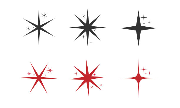 一套闪烁的明星图标现代的扁平符号在灰色的背景图片下载