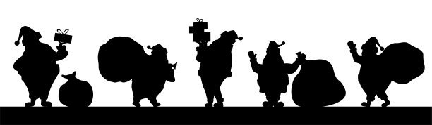 圣诞老人剪影。矢量圣诞老人孤立在白色背景。图片下载