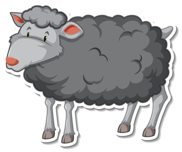 黑羊农场动物卡通贴纸图片下载